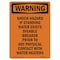 Signmission OSHA Warning Sign, 10" Height, Rigid Plastic, Shock Hazard If Standing Water, Portrait OS-WS-P-710-V-13524 - alternate 1